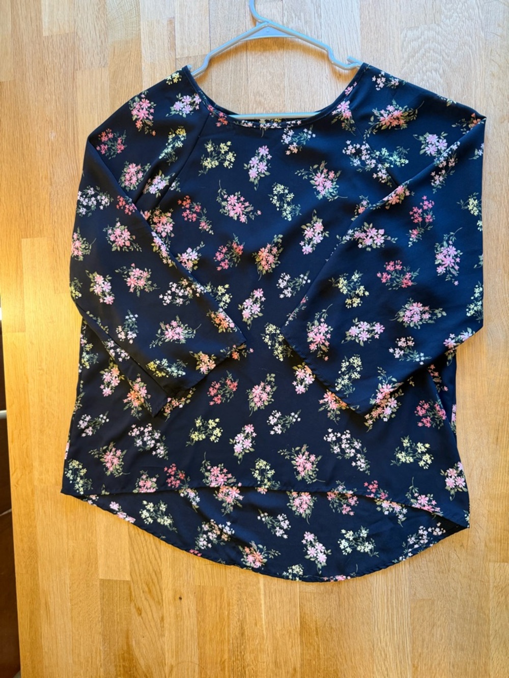 PAPERMOON Floral black blouse with zipper detail on back